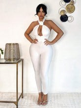 Women's Sexy Hollow Out Ruched 3D Floral Halter Neck Jumpsuit